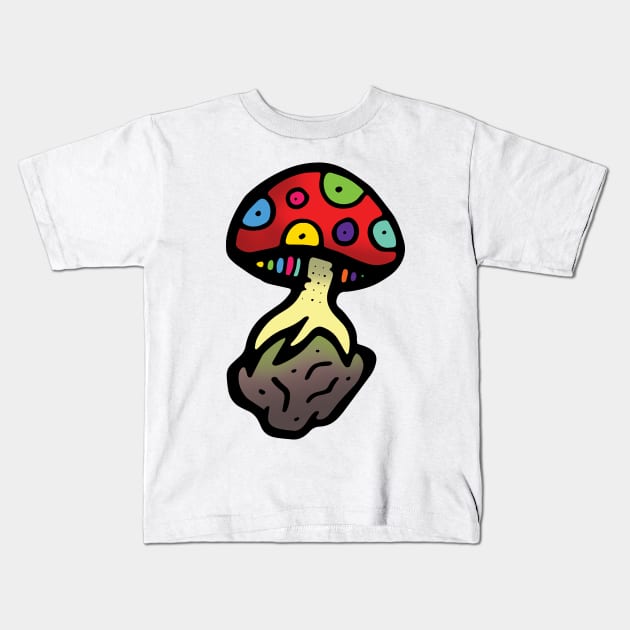 Colorful Mushroom Kids T-Shirt by VANDERVISUALS